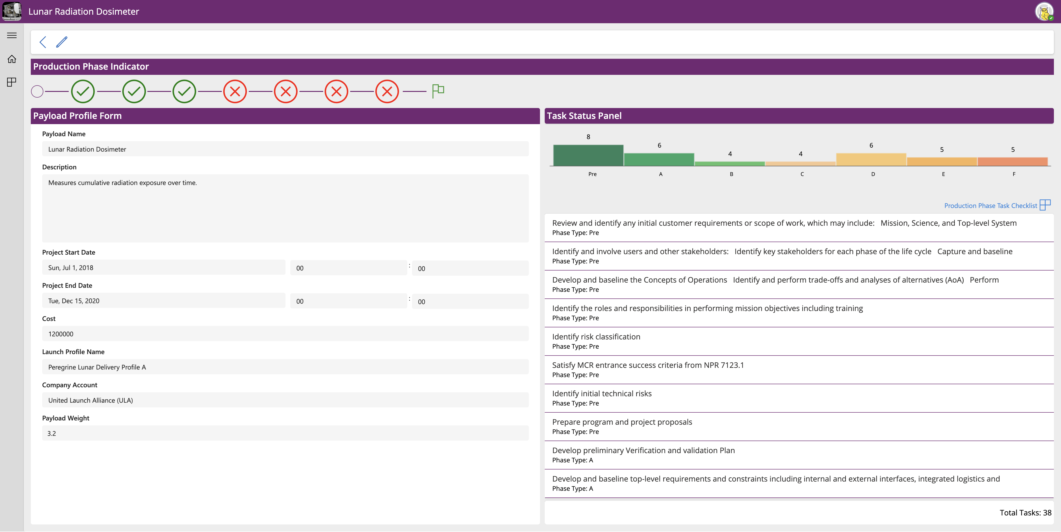 Engineer Payload Workflow Management Form
